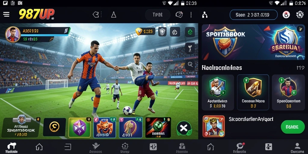 Tampilan gameplay taruhan olahraga interaktif dalam 987UP.