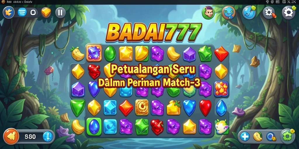 Tampilan gameplay BADAI777 dengan elemen Match-3 yang menarik.