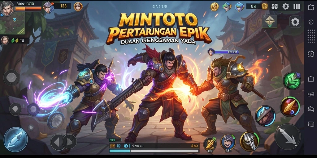 Screenshot gameplay MINTOTO menampilkan pertarungan yang mendebarkan.